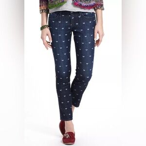 AG Adriano Goldschmied Stevie Ankle Heart Pattern Jeans Size 28